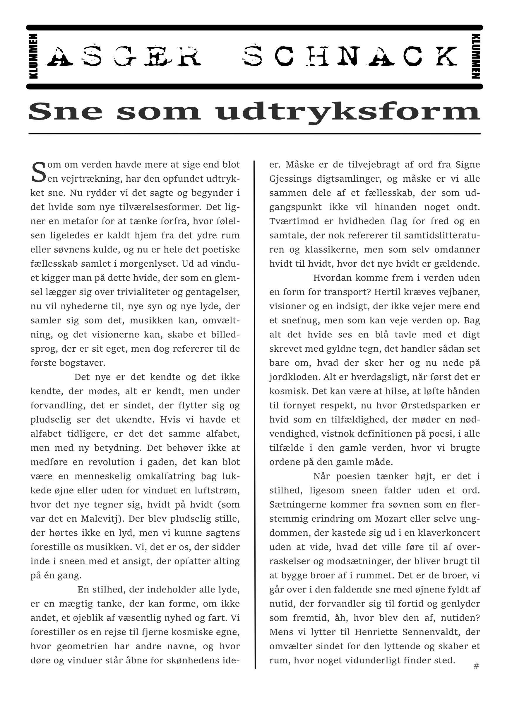 Asger Schnack: Sne som udtryksform